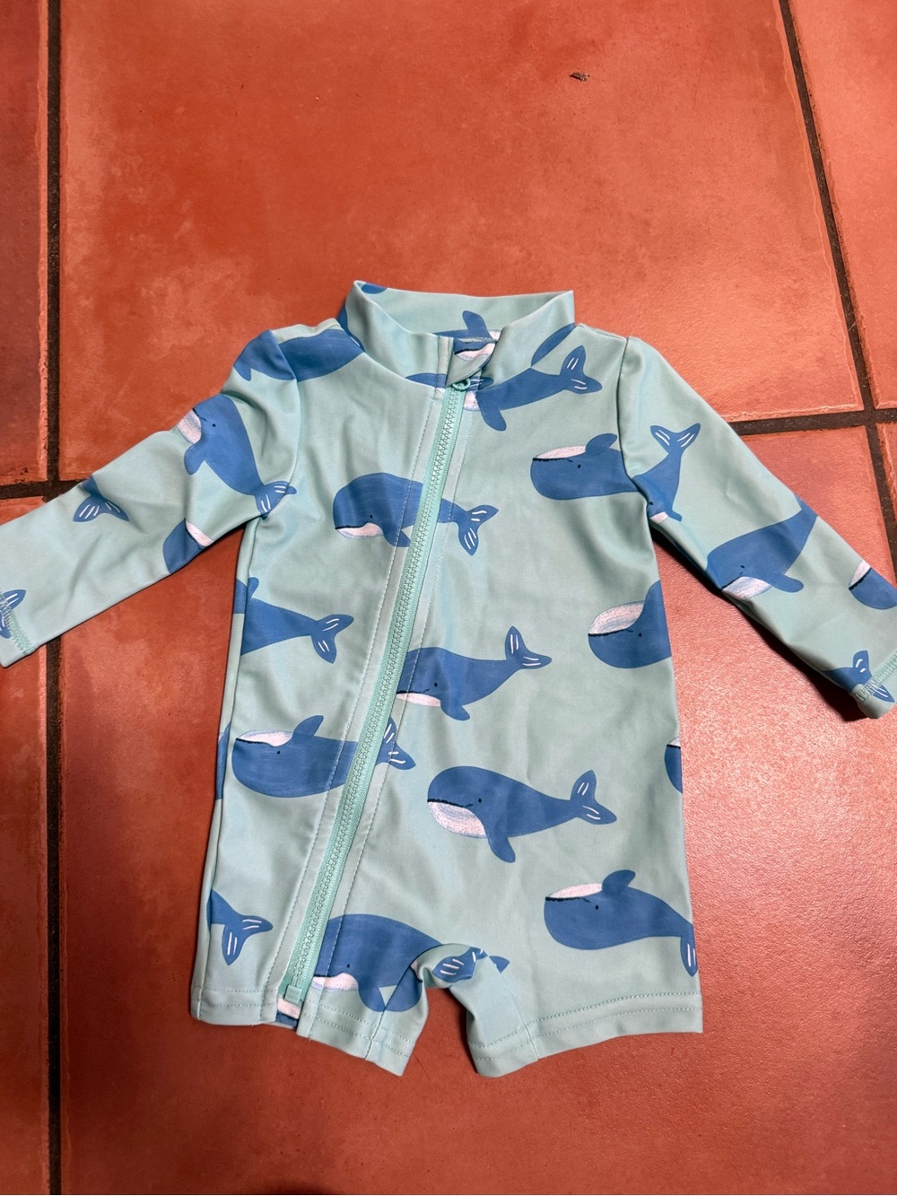 Carter's Light Aqua and Blue Whale Print Kids Rashguard